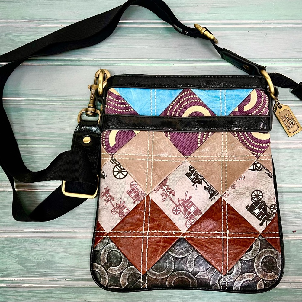 Coach Mixed Materials and Leather Crossbody / Shoulder Bag